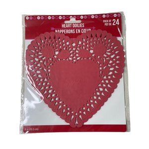 Red Heart Doilies Paper Romance Valentine Day Ephemera 16 Pack Crafts u Junk Jou